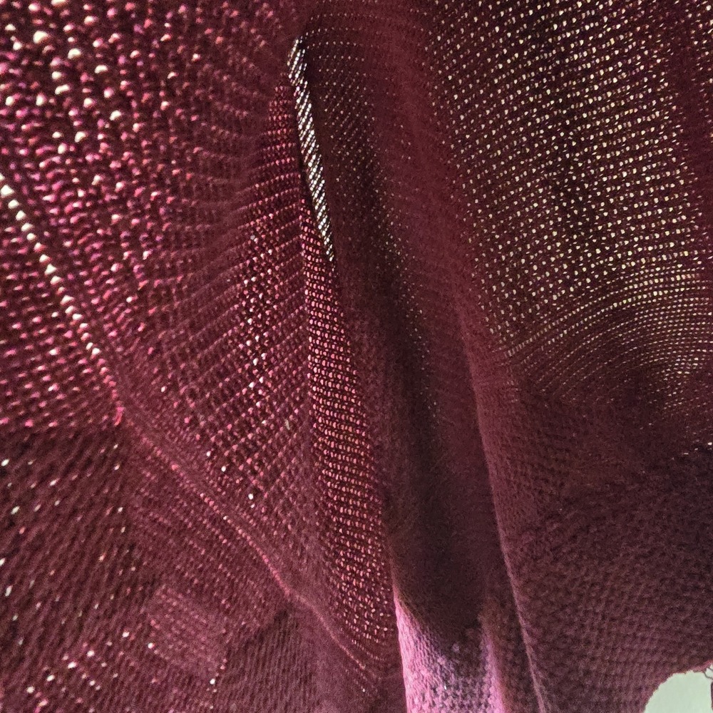 Coldwater Creek Womens OS Wine Red Knit Sweater Poncho Top Fringe Fall Cozy Boho - Picture 7 of 7
